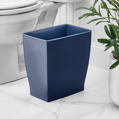 iDesign Small Plastic Bathroom Trash Can, Slim Rectangle Garbage Bin for Bedroom, Office, Dorm, Navy Blue by iDesign - Image 3