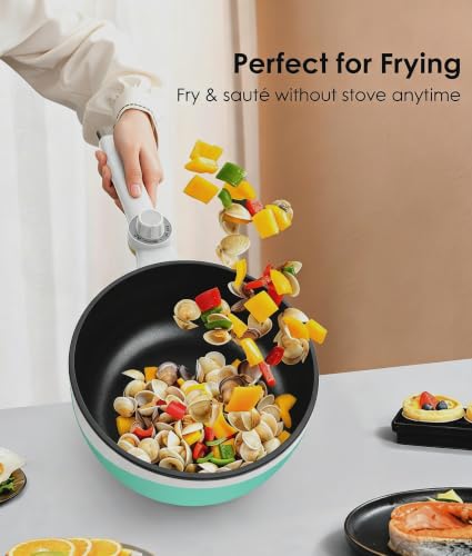 Image of Audecook Electric Hot Pot Mini Electric Skillet Adjustable Power Nonstick | Portable Cooking Pot Multi Ramen Cooker for Noodles, Soup, Steak, Eggs, Oatmeal, Home, Office, Dorm Room, and Travel