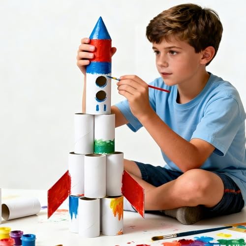 LOLIPPYY 25stücke Weiße Runde Papprollen DIY Bastelpapier Tubes Für Kreative Kunstprojekte Schulaktivitäten Halloween-Dekorationen Fördert Feinmotorik Und Teamwork