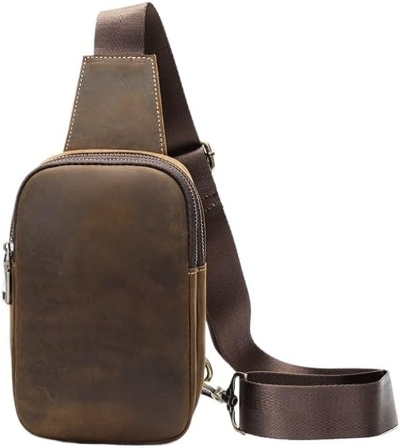 Retro Men's Genuine Leather Casual Business Commuting Chest Bag Crossbody