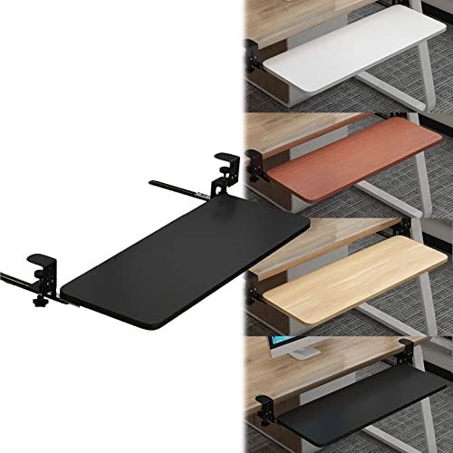 Cassetto per tastiera in legno a 4 colori sotto la scrivania - Vassoio per tastiera con morsetto - Poggiapolsi ergonomico con piattaforma estensibile da scrivania, altezza regolabile, per casa/uffic