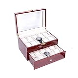 ★ 【Transparent Dust Cover】 Der obere Teil der Uhr Aufbewahrungskassette ist eine transparente Staubabdeckung, die eindeutig die Uhr im Innern des Gehäuses zeigt, während sie vor Staub und Luft zu schützen.