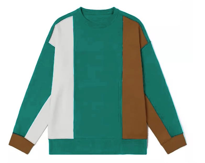 Image of Runcati Mens Color Block Sweatshirt Pullover Crewneck Long Sleeve Fleece Casual Ribbed Patchwork Fall Tops