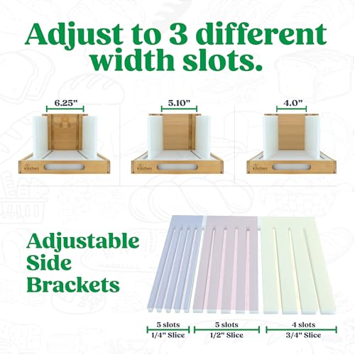 image for KitchenThinker Upgraded Bread Slicer for Homemade Bread, 3 Adjustable 