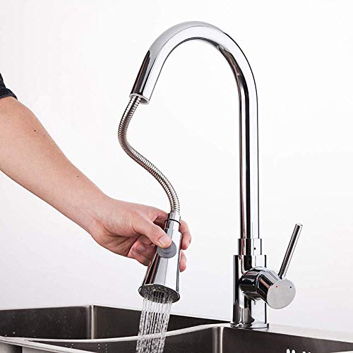 Robinet évier cuivre au fini chrome miroir avec bec pivotant design