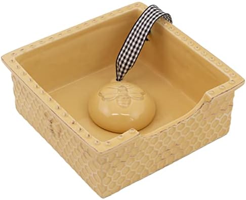 Boston International Embossed Stoneware Napkin Holder Caddy, Cocktail Size, Honeycomb image 4