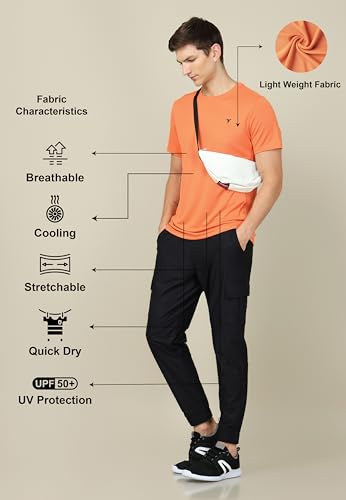 Image of TECHNOSPORT Men's Slim Fit Polyester Activewear Sports T-Shirt with Moisture-Wicking Comfort for Workout, Running & Gym