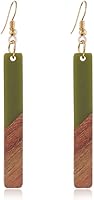 Handmade Retro Wooden Geometric Drop Dangle Earrings for Women - Lightweight Bohemian Two-Tone Resin Wood Statement Jewelry