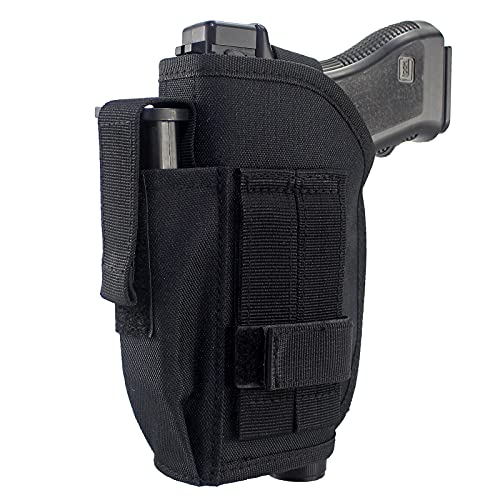 Depring Tactical Belt Holster With Mag Pouch For Handguns With Light Or Laser Attachment Universal Outside The Waistband Holster Black #TOP1