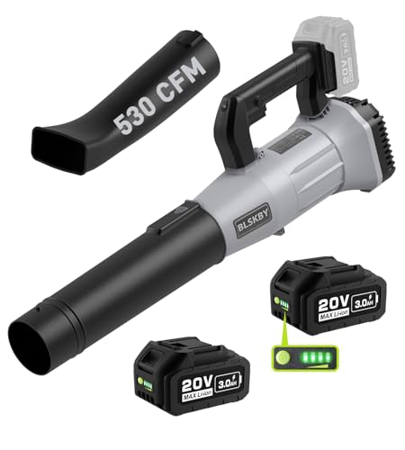 Cordless Leaf Blower - 2x3Ah Battery, 530CFM 170MPH, Powerful Battery Powered Leaf Blower Cordless with Battery and Charger, 7-Speed Control, 2 Extended Tubes for Yard, Lawn & Garden