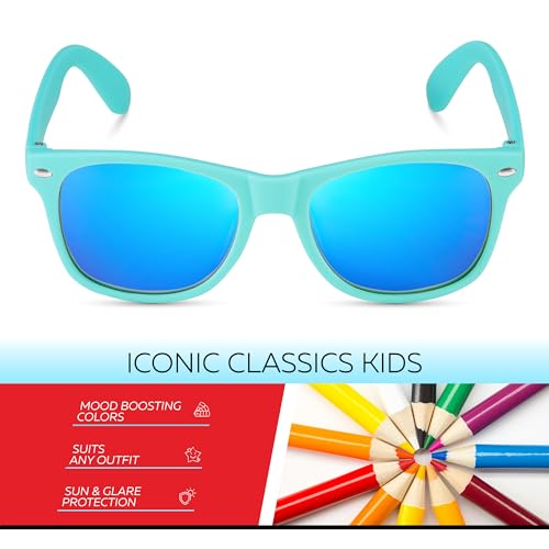Image of Retro Rewind Kids Sunglasses for Boys Girls Age 3-12 - Shatterproof UV400 Toddler Children Sun Glasses