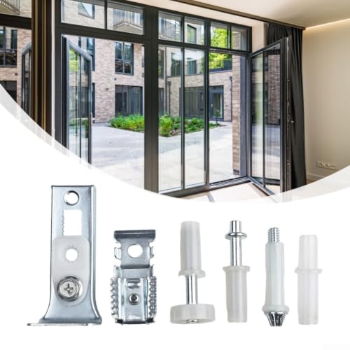Kit de Herrajes para Puerta Plegable Bi-Fold con Rueda Guía y Pivote para Puertas de 1 a 1-3/8 pulgadas de Grosor para Reparación de Puertas de Clóset miniatura 3