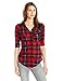 Paper + Tee Women's Collared Plaid Top