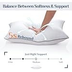 JOLLYVOGUE Pillows Queen Size Set of 2 for Sleeping, Soft and Supportive Bed Pillow with Down Alternative Filling for Side and Back Sleepers, Hotel Collection, 30x20 Inches - Image 5