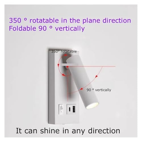 Lámpara de pared LED de ajuste flexible 5W con puerto de carga USB-C 2