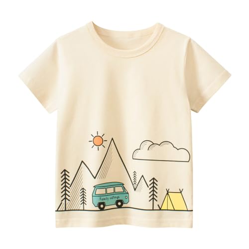 TABNIX Boys' 4-Pack Solar Dinosaur Short Sleeve Crewneck T-Shirts Top Tee 2-7 Years Toddler Boys' Value Pack Cotton T-Shirt