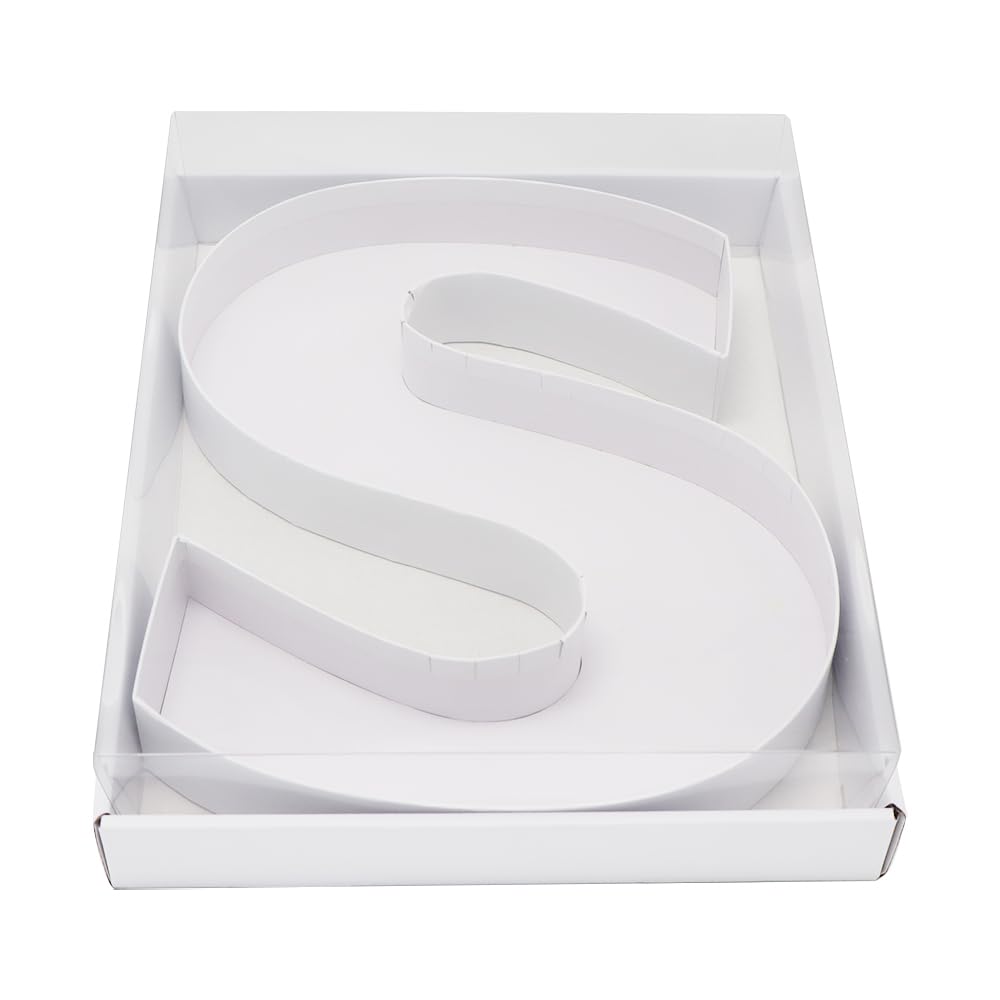 WENPACK 12.5" Cardboard Letter Shaped Mache Decorative Strawberries Fillable Sweets Candy Box with Clear Lid (White, S)