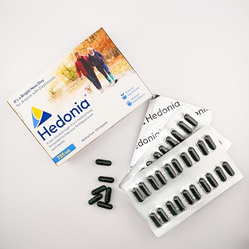 Hedonia 3-in-1 Medical Food for People with Depression - 120 Capsules All Natural Twice Daily Dosage No Prescription Needed