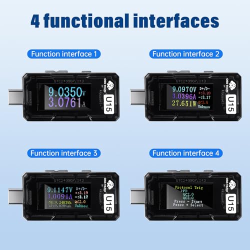 Image of USB C Tester Power Meter, 4-25V 5A Type-C PD Tester Digital Multimeter, Voltage and Current Tester Meter Voltmeter, Power Bank Capacity USB Cable Charger Detector,Compatible with QC2.0 /3.0