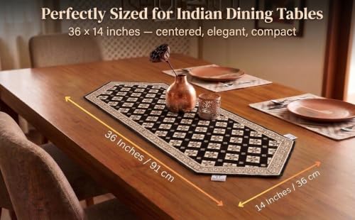 Image of Dining Table Runner for 4 Seater | Premium Viscose Rayon & Cotton Fabric | Washable Heat Resistant Decorative Table Cover for Dining Table | Modern Home Decor | 36 x 14 Inch | Coffee