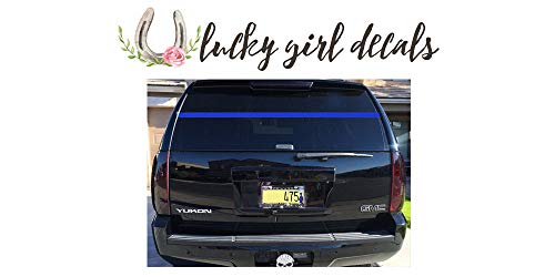 Lucky Girl Decals Vinyl Wall Decor Police Officer Support Thin Blue Line Rear Window Blue Lives Matter Leo Law Enforcement 70 inches Wide by 2 inches high