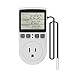 KETOTEK Digital Thermostat Outlet Plug Temperature Controller Outlet Socket 120V Heating Cooling Control 110V 15A Celsius Fahrenheit Display White