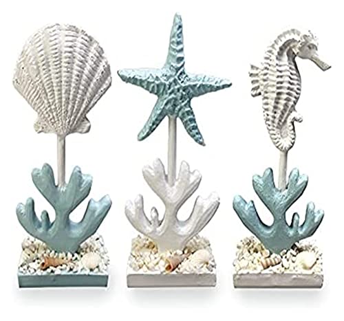 Statue d'hippocampe et étoile de mer en résine sculptée de qualité