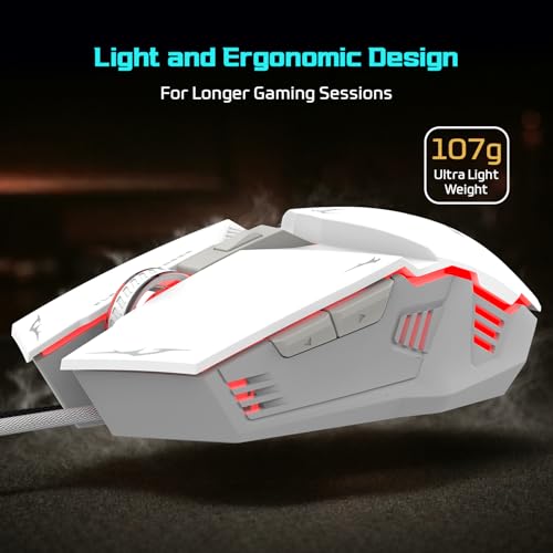 Image of EvoFox Shadow Plus Gaming Mouse Wired | Gaming Mouse with Instant A603FP Sensor, 7200 DPI Optical Tracking, HUANO Switches, 6 Buttons, Ergonomic Design, Braided 1.5m Cable USB - Black