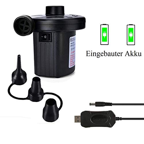 Anicoll Wiederaufladbare Luftpumpe, Tragbare elektrische Elektrische Luftpumpe 4400mAh Quick-Fill Inflator mit 3 Luftdüse für Aufblasbare Matratze,Kissen,Bett,Boot,Schwimmring