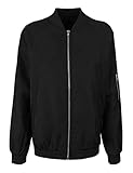 makeitmint Women's Solid Zip Flight Bomber Jacket w/ Zipper Pocket