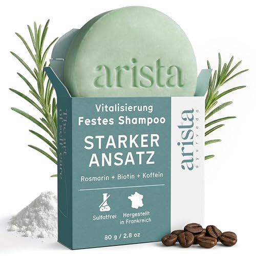 Arista Biotin & Rosmarin Festes Shampoo für feines Haar Stärkendes Rosmarin Volumen Shampoo Sorgt für Fülle und Schwung Ohne Parabene Sulfate und Silikone (80 g)