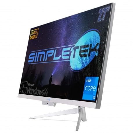 SIMPLETEK PC All in One RGB Core i3 Windows 11 Pro 27" Full HD RAM 16 GB SSD 2 TB | Webcam Integrata, WiFi5, Bluetooth | Computer Fisso Desktop
