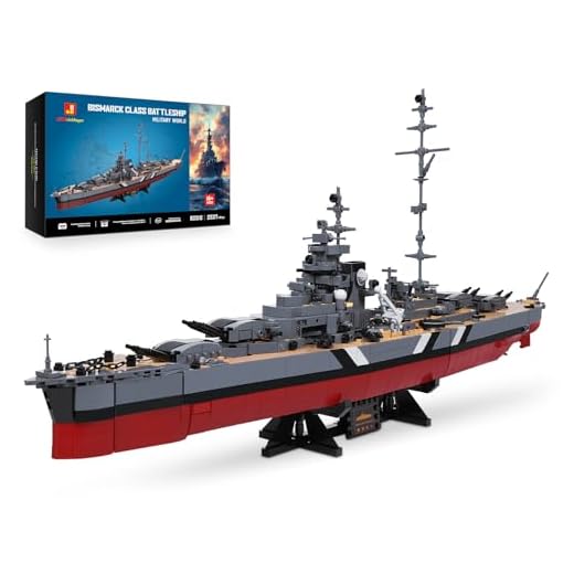 JMBricklayer Bismarck Schlachtschiff Klemmbausteine Bausatz 60015, 2537 Teile WWII Kriegsschiff Modell für Erwachsene, MOC Deko für Zuhause & Büro, Geschenk für Jungen & Männer ab 14 Jahren