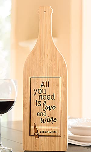 Personalized Cutting Board for Mom, Couples, Wedding Gifts (16.75 x 5â€ Wine Shaped, All You Need Design) - Engraved Wooden Customizable Cutting Board for Kitchen, Christmas Gift for Mom, Grandma