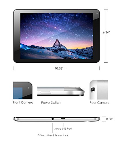 Azpen G1058 10.1" 4G LTE Quad Core Android Unlocked Tablet with Bluetooth GPS Dual Cameras