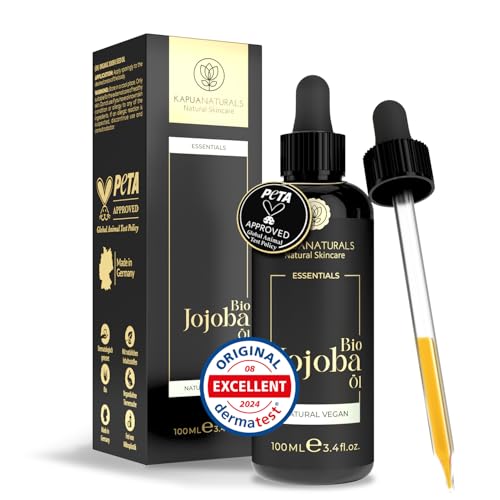 Aceite de jojoba orgánico, 100 ml, 100% puro orgánico, natural y prensado en frío, regula el sebo, antiespinillas, calmante y rico en ceramidas para cara, cuerpo y cabello • Vegano, origen España