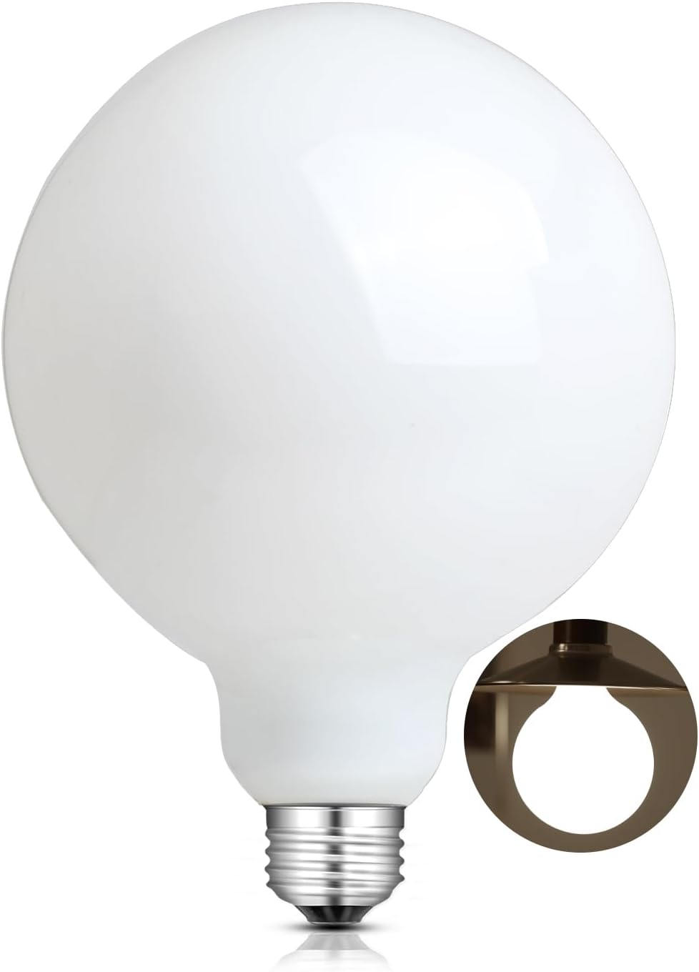 G125 Large Oversize LED Globe Light Bulb, 15W Daylight White 6000K G40 Replacement Opal Milky Pearl Glass Vintage LED Edison Filament Bulb, 85 Watt Equivalent E26 Base, Non-Dimmable, 1 Pack