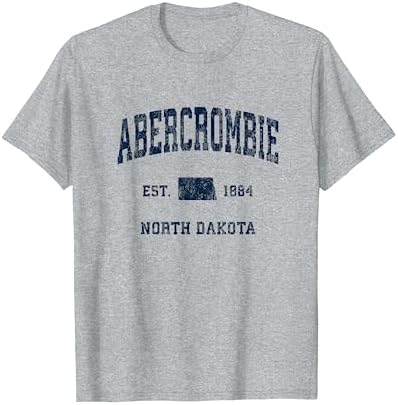 Abercrombie North Dakota ND Vintage Athletic Navy Sports Des T-Shirt