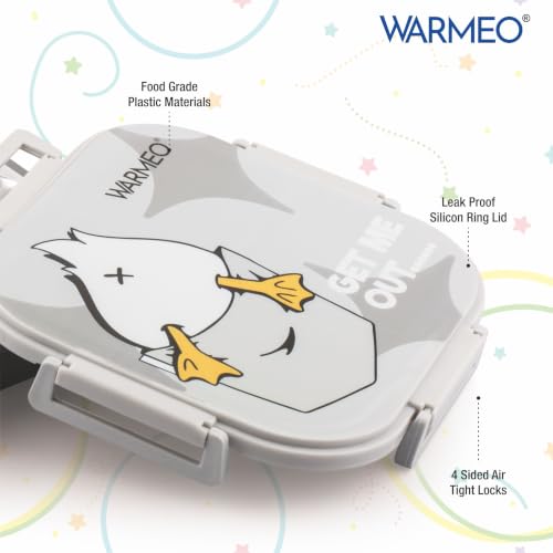 Image of WARMEO Jerry Insulated Lunch Box with Two Compartment BPA Free, Kids Lunch Box,Food Grade Ideal for School, Picnic, Office & Outdoor - 500ml Duck, Stainless Steel