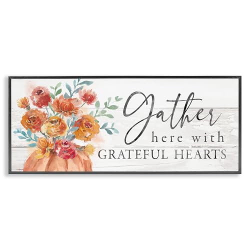 Gather Grateful Hearts Rustic Harvest, 13 x 30 Inch Framed Giclée Print