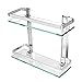 Produktbild Homeself Dusche Caddy Bad Korb Ablage, Dick gehärtetem Glas Aluminium Wand montiert Badezimmer Regal Rack Küche Aufbewahrung Regal, Glas, 2-Tier