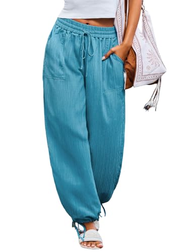 CUPSHE Women Baggy Wide Leg Pants High Waisted Loose Fit Trousers with Pockets Causal Vacation Outfits