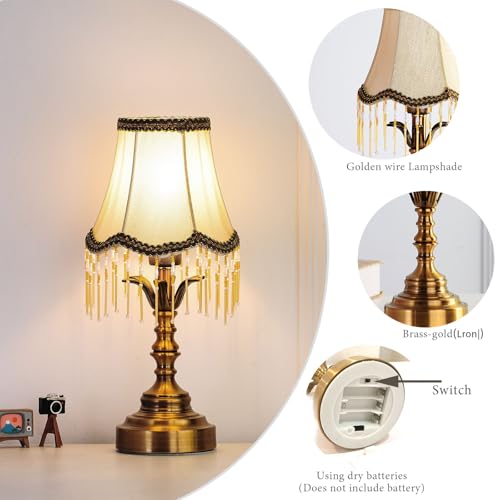 Small Mini Vintage Table Lamps Cordless,Entry Way Table Home Decor Wireless Tabletop Desk LED Light- 1 Bronze - Image 4