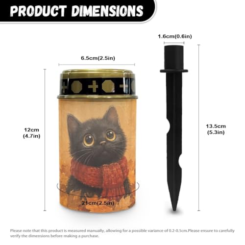 Image of Poceacles Solar Lights Outdoor Waterproof Cemetery Solar Outdoor Candle Grave Decoration Votive Candles Blessed Lights for Loss of Loves One, Black Cat Autumn Leaf, Set of 4