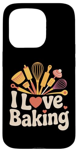 I Love Baking泡立て器 麺棒 カップケーキディライト スマホケース iPhone 15 Pro 用