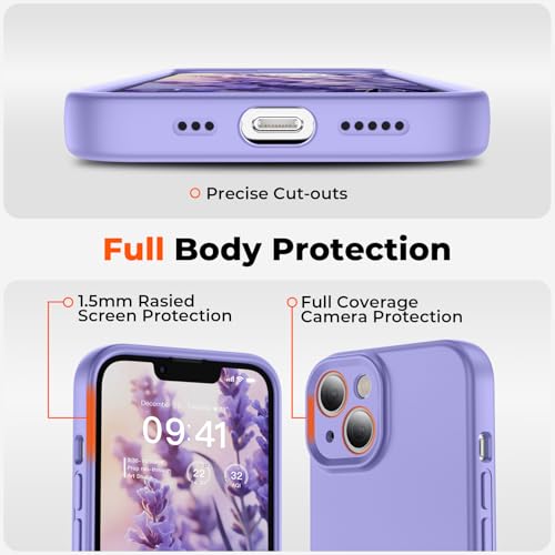 SUPFINE Designed for iPhone 14 Case,Premium Liquid Silicone with [Soft Anti-Scratch Microfiber Lining][Upgraded Camera Protection] Slim Shockproof Phone Case for Men Women Girls,Light Purple - image 4