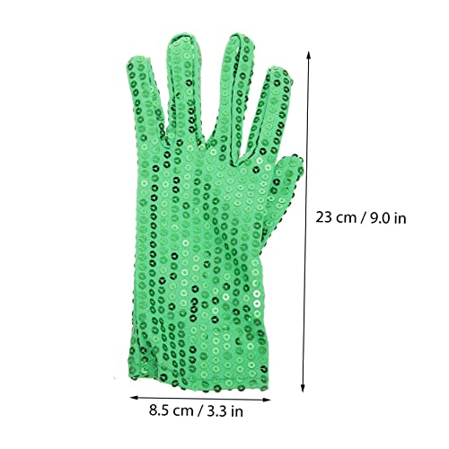 VANZACK Sequin Dance Gloves for Women Lightweight Breathable Wear Resistant Party Gloves for Stage Performance and Nightclub Decorative Green3