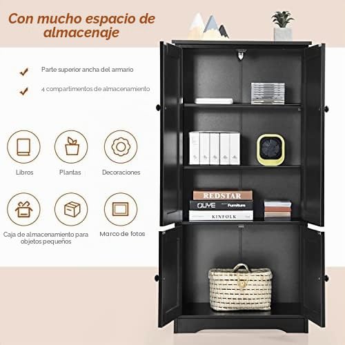 FANTASK Armario de Almacenamiento Vintage con Estante Ajustable, Armario de Madera para la Colada, Estilo rústico