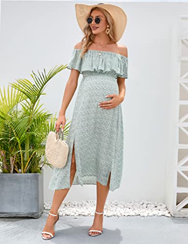 Image of Maternity Dress Women's Off Shoulder Split A Line Casual Maxi Dress Photography Dress for Babyshower