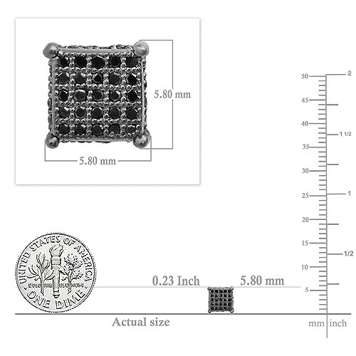 Dazzlingrock Collection Round Black Diamond Cube Shaped Screwback Unisex Stud Earrings (0.26 ctw, Color Black, Clarity Opaque) in Black Plated Sterling Silver4